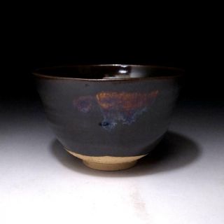 VO7: Vintage Japanese Pottery Tea Bowl,  Honganji ware with Signed wooden box 7