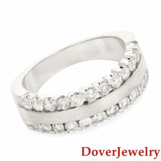 Estate Diamond 14k White Gold Wedding Band Ring 6.  8 Grams Nr