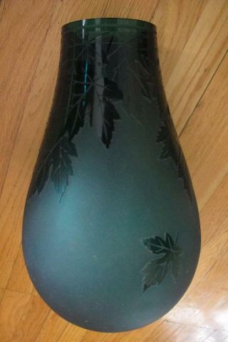 Vintage Ken Benson Large Green Glass Floral Vase