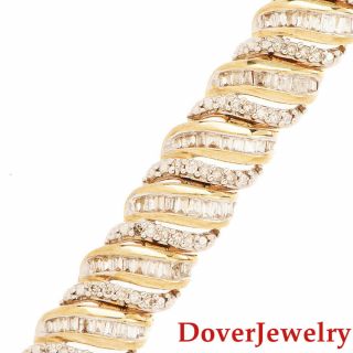 Estate Diamond 10k Yellow Gold Link Bracelet 13.  3 Grams Nr