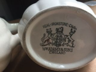 Set Of 2 Antique White Ironstone Pitchers Wheat Pattern Wm.  Adams & Sons England 4