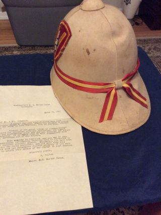 Usmc Pith Helmet V I W O Patch Ribbon Strap Wia Letter Flag Raising Day Iwo Jima