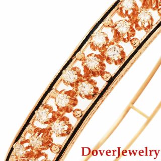 Estate Diamond 14k Yellow Gold Floral Cluster Bangle Bracelet 29.  4 Grams Nr
