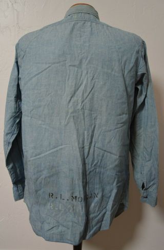 WW2 US Navy Chambray Shirt Stenciled 1940s Workwear Work Shirt 2