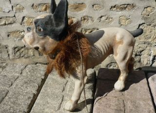 Rare 19th Century Antique Growler French Bulldog Papier Mache Automaton Dog 4