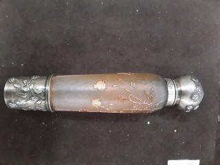 Antique DAUM NANCY Sterling Silver Cameo Glass Liquor Perfume Flask.  1900 4