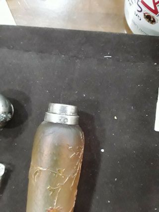 Antique DAUM NANCY Sterling Silver Cameo Glass Liquor Perfume Flask.  1900 7