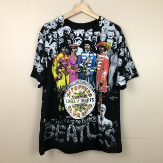 Vtg Beatles Sgt Peppers Lonely Hearts Club Band All Over Print T Shirt Size Xl