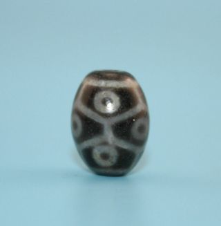 20 16 Mm Antique Dzi Agate Old 9 Eyes Bead From Tibet