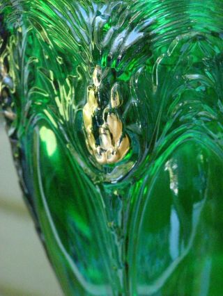 FENTON GREEN GLASS VASE LAMP WITH ALADDIN OIL POT AND VINTAGE MOD B BURNER 2