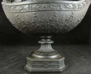 Antique Classical Wedgwood Black Basalt Pottery Oil Lamp.  Roman Style 8 ¾” t. 4