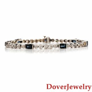 Estate Diamond 6.  30ct Sapphire 14k Gold Link Bracelet 16.  7 Grams Nr