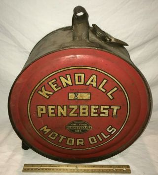 Antique Kendall Penzbest Motor Oil Tin Litho 5gal Rocker Can Vintage Gas Station