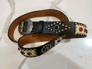 Ralph Lauren Rrl Vintage Distressed Studded Brown Leather Belt