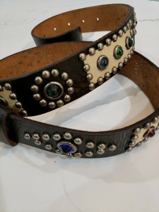 Ralph Lauren RRL Vintage Distressed Studded Brown Leather Belt 3