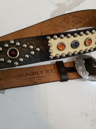 Ralph Lauren RRL Vintage Distressed Studded Brown Leather Belt 4