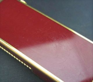 Auth DUNHILL Lacquer & Gold - Plated Rollagas Lighter Red / Gold w Case Vintage 7