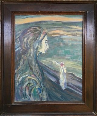 E.  Munch Signed Antique Oil / Canvas Painting French?