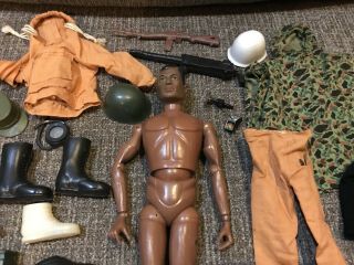 Vintage 1964 Hasbro African American GI Joe Toy Soldier Action Figure W/ Access 3