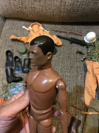 Vintage 1964 Hasbro African American GI Joe Toy Soldier Action Figure W/ Access 8