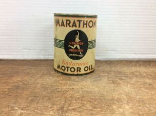 Vintage Marathon Endurance Motor Oil Can Quart