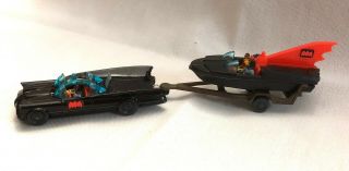Vintage 1960s Corgi Batman And Robin Batmobile Car Boat Trailer W/rockets