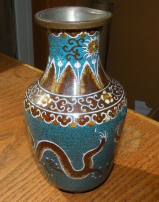 Early Qing Dynasty Cloisonné Vase Antique 1644 - 1799 Ad Dragon Pearl China Rare