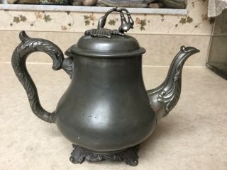 Antique Victorian Pewter Teapot James Allan Sheffield Circa 1860
