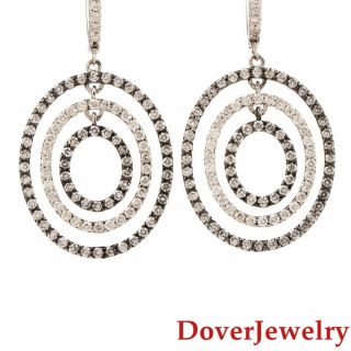 Estate 2.  06ct Diamond 18k White Gold Dangle Drop Earrings 6.  3 Grams Nr