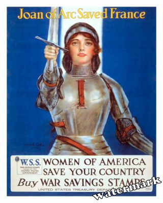 War Art Wwi Poster Joan Of Arc Saved France By William Coffin Year 1918 11x14