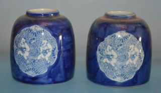 Republic China Late Qing Dynasty Blue White Porcelain Pot Children Pattern Jar