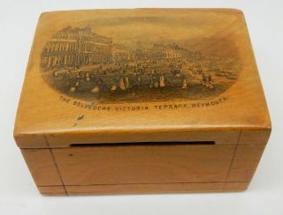 Antique Scottish Mauchline Ware Puzzle Money Box The Belvedere Weymouth England