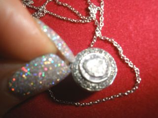 Own Antique 1/2 Ct Rose Cut Diamond 14k Pendant,  Necklace 14k Wg Chain