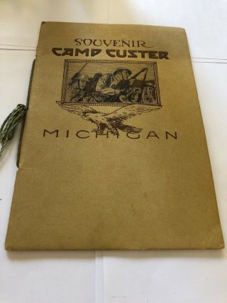 Souvenir Camp Custer Michigan Book Ww1 1918 Photos Battle World War I Cartoons