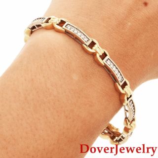 Estate 1.  00ct Diamond 14k Gold Link Bracelet 15.  7 Grams Nr