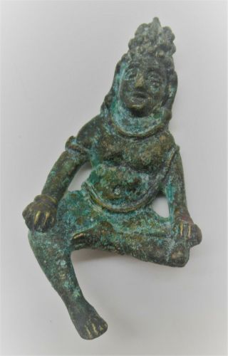 Ancient Gandharan Bronze Seated Buddha Figurine Circa 200 - 300ad