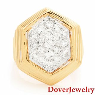 Estate 1.  65ct Diamond 18k Yellow Gold Cluster Cocktail Ring 17.  4 Grams Nr