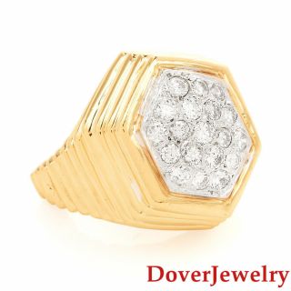 Estate 1.  65ct Diamond 18K Yellow Gold Cluster Cocktail Ring 17.  4 Grams NR 2