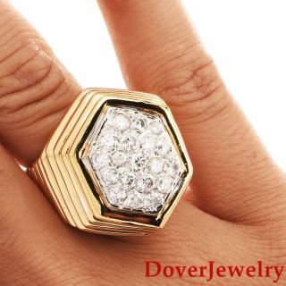 Estate 1.  65ct Diamond 18K Yellow Gold Cluster Cocktail Ring 17.  4 Grams NR 5