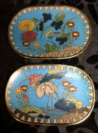 Colorful Chinese Antique Cloisonne Pin Trinket Trays Plates 2