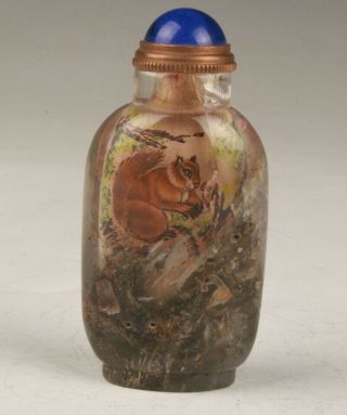 Vintage Chinese Glass Snuff Bottle Painted Inside Hand Painted Pine Tree Craft