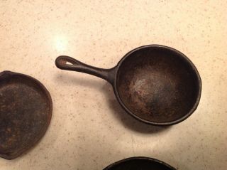 Vintage MIni Cast Iron Pans,  Kettle and Brass Iron For Play Samples Decor 3