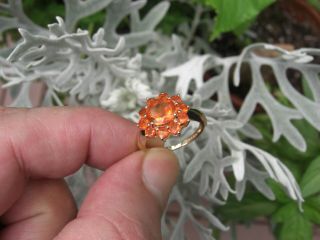 Vintage 3.  80ct,  Natural Mexican Fire Opal 14k Gold Ring Round Cut 1970s Estate 3