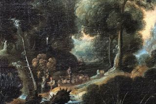 Classical Landscape Antique Old Master Oil Painting 17th Century Flemish School 5