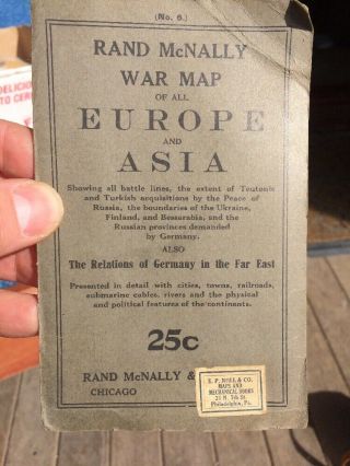 Wwi Rand Mcnally War Map Of Europe & Asia Fold Out Map Booklet