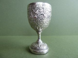 Stunning Antique 19thc Anglo - Indian Kutch Silver Toasting / Egg Cup - Goblet C1890