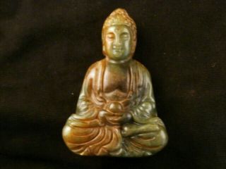 Exquisite Chinese Old Jade Hand Carved Buddha Netsuke B096