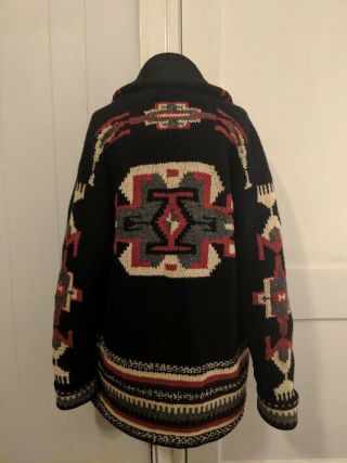 Vintage Polo Ralph Lauren Aztec Navajo Indian Blanket Sweater Black