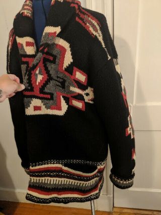 Vintage Polo Ralph Lauren Aztec Navajo Indian Blanket Sweater Black 3