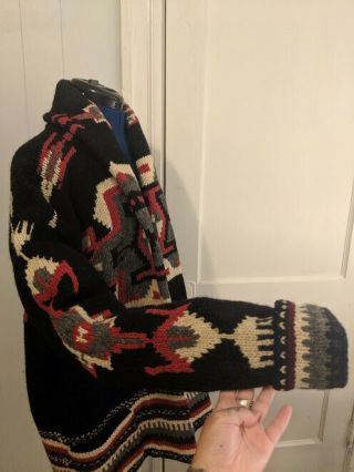 Vintage Polo Ralph Lauren Aztec Navajo Indian Blanket Sweater Black 5